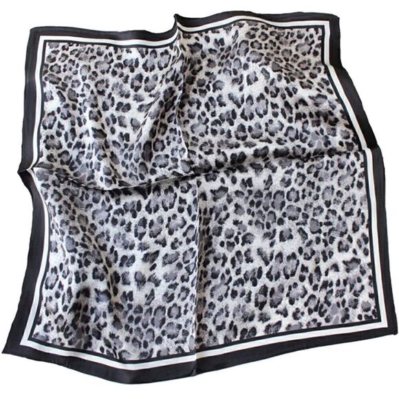 Black Leopard Mulberry Silk Neck Scarf